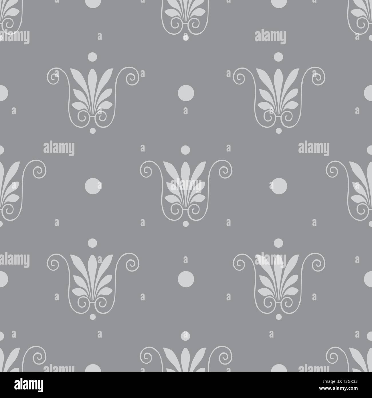 Modèle sans couture avec abstract floral gris ethnique Illustration de Vecteur