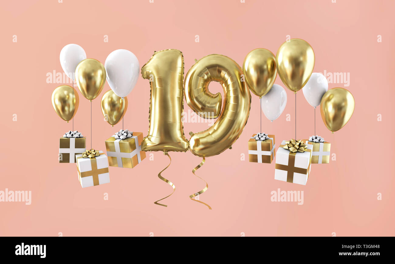 Numero 19 Anniversaire Ballon D Or De Cadeaux 3d Render Photo Stock Alamy Numero 19 Anniversaire Ballon D Or De Cadeaux 3d Render Photo Stock Alamy