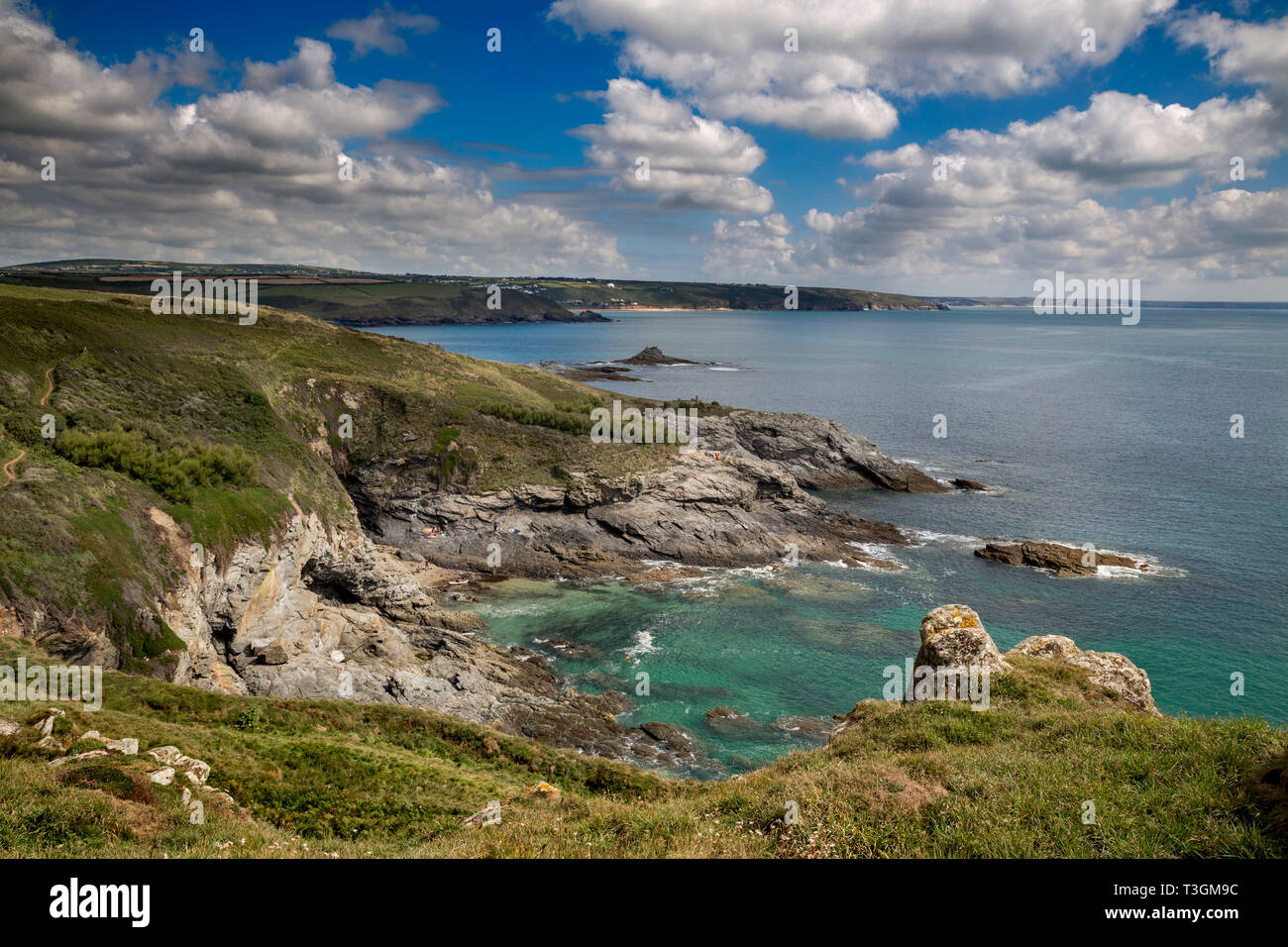 Peu Cudden ; Point de vue de Praa Sands Mount's Bay, Cornwall, UK Banque D'Images
