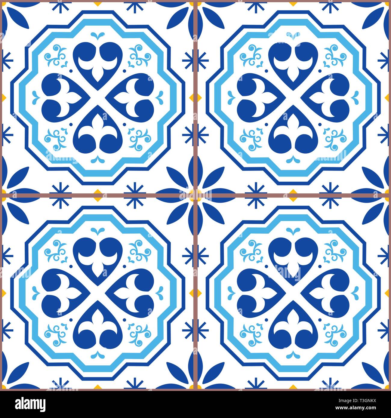 Carreaux azulejos portugais sans couture, modèle vecteur conception repetitve géométrique - textile ou papier peint fond Illustration de Vecteur
