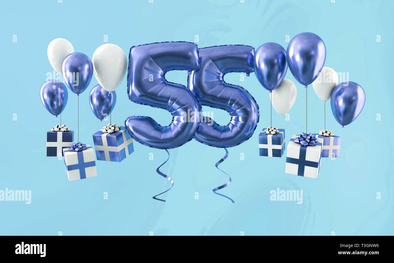 Joyeux Anniversaire 55 Ans Carte De Voeux Couleur De L Affiche Photo Stock Alamy