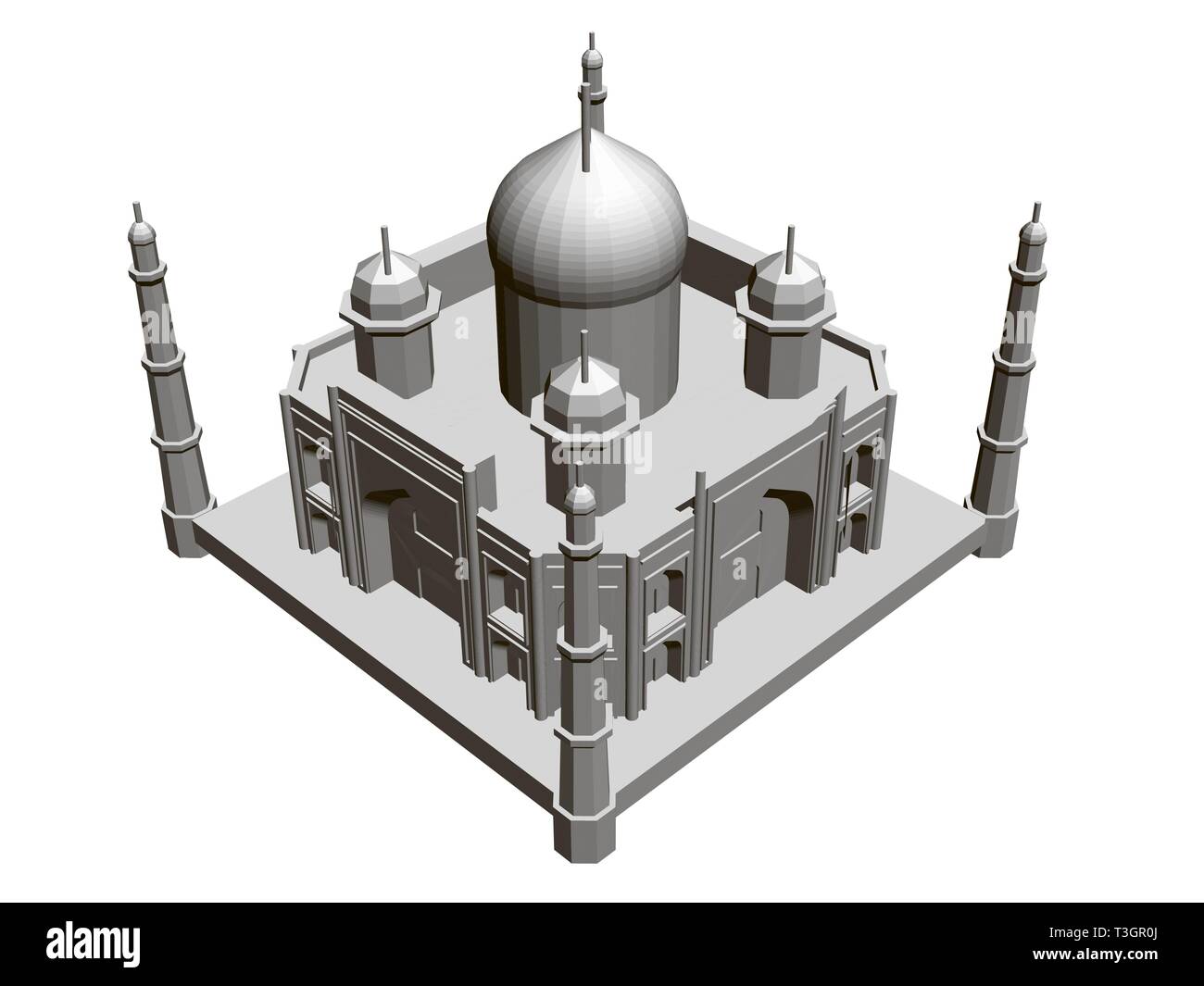 Modèle de bâtiment polygonal du Taj Mahal. 3D. Vue isométrique. Vector illustration Illustration de Vecteur