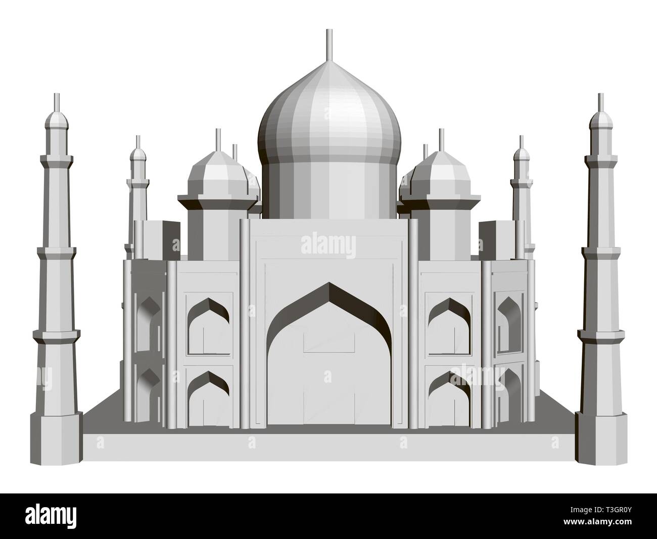 Modèle de bâtiment polygonal du Taj Mahal. 3D. Vue avant Illustration de Vecteur