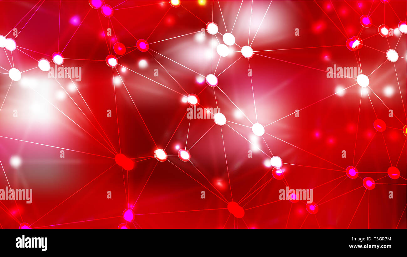 Connexion de points et de lignes Red Abstract Background Image Banque D'Images