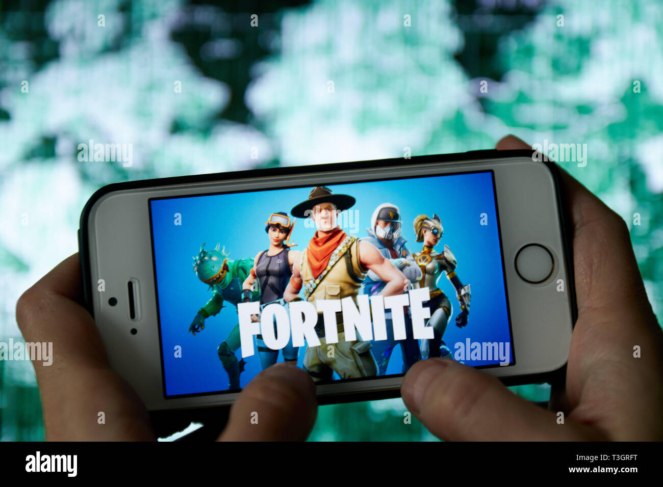 San Francisco, CA USA - Avril 2019 : un téléphone avec un logo du jeu Fortnite close up. Banque D'Images