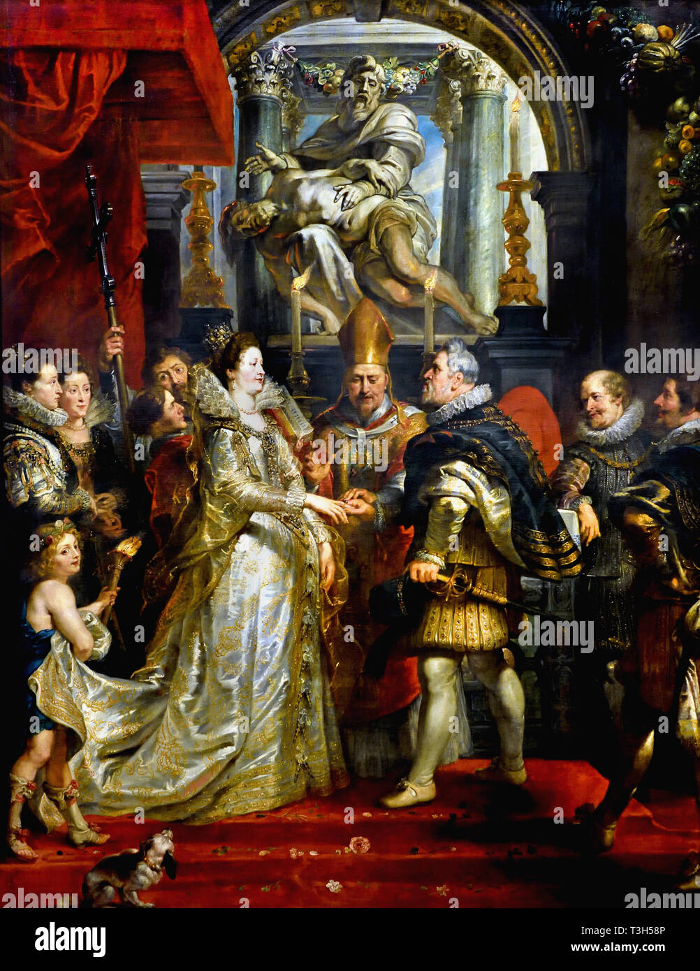 Le mariage par procuration de Marie de Médicis au roi Henri IV - Le cycle de Marie de Médicis 1622-1624 Par Peter Paul Rubens commandé par la reine Marie de Médicis, veuve du Roi Henri IV de France, pour le Palais du Luxembourg à Paris, Banque D'Images