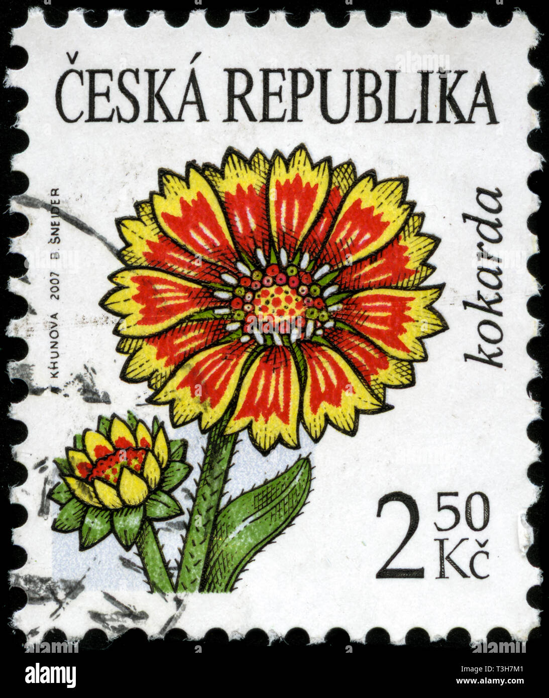 Timbre-poste de la République tchèque dans le questions définitives - beauté des fleurs série émise en 2007 Banque D'Images