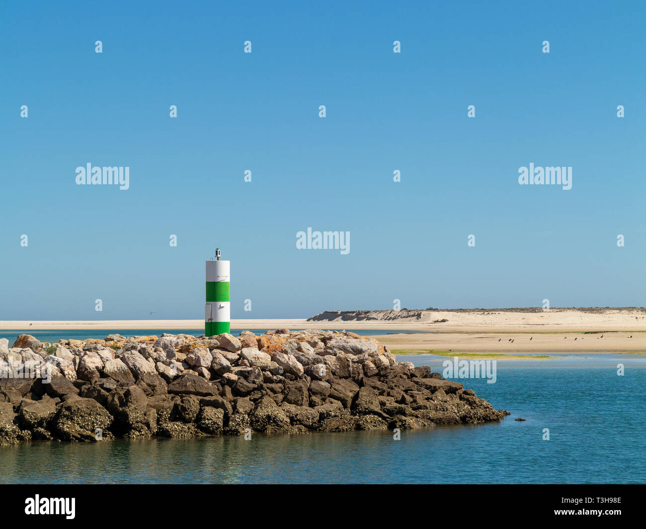 Fuzeta Ria Formosa, à l'Algarve. Petit phare Banque D'Images