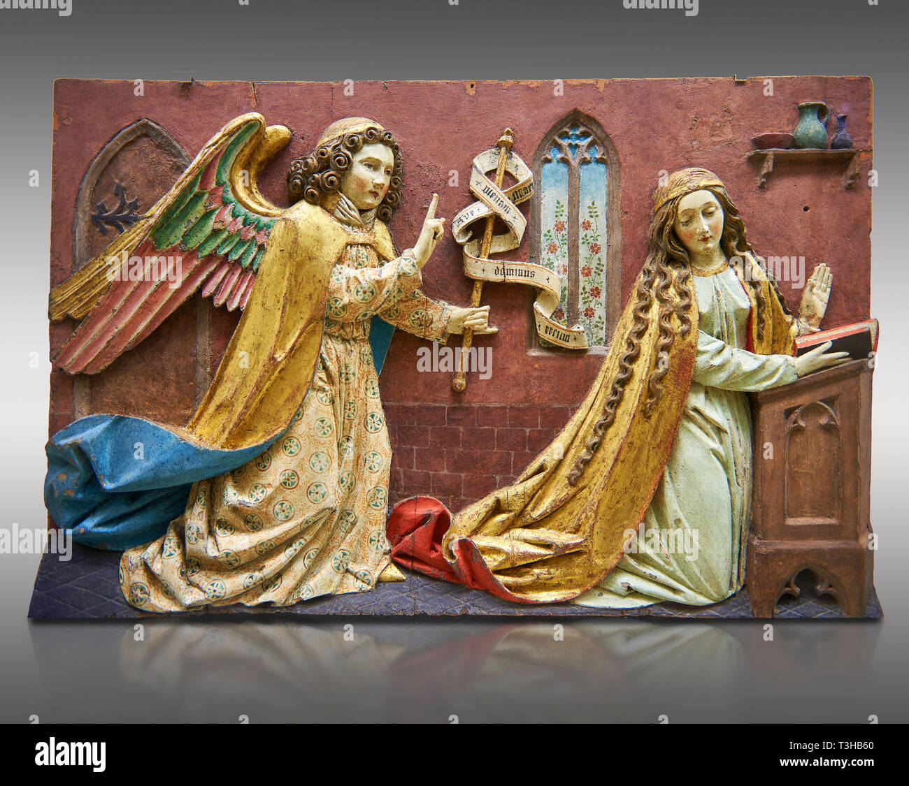 Panneau peint de la décharge de l'Annonciation de la Vierge, fait au début du 16e siècle, peut-être dans le Tyrol, en Autriche. Inv 2352 Le Louvre Mus Banque D'Images