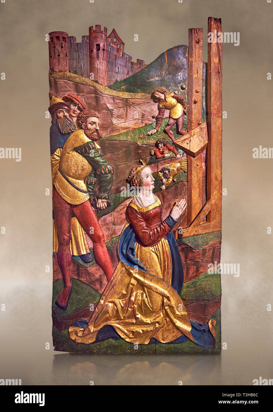 Panneaux peints du martyre de Sainte Catherine peint en 1524 par Hans Gieng de Fribourg. De l'église d'Ependes près de Fribourg, Suisse. Banque D'Images