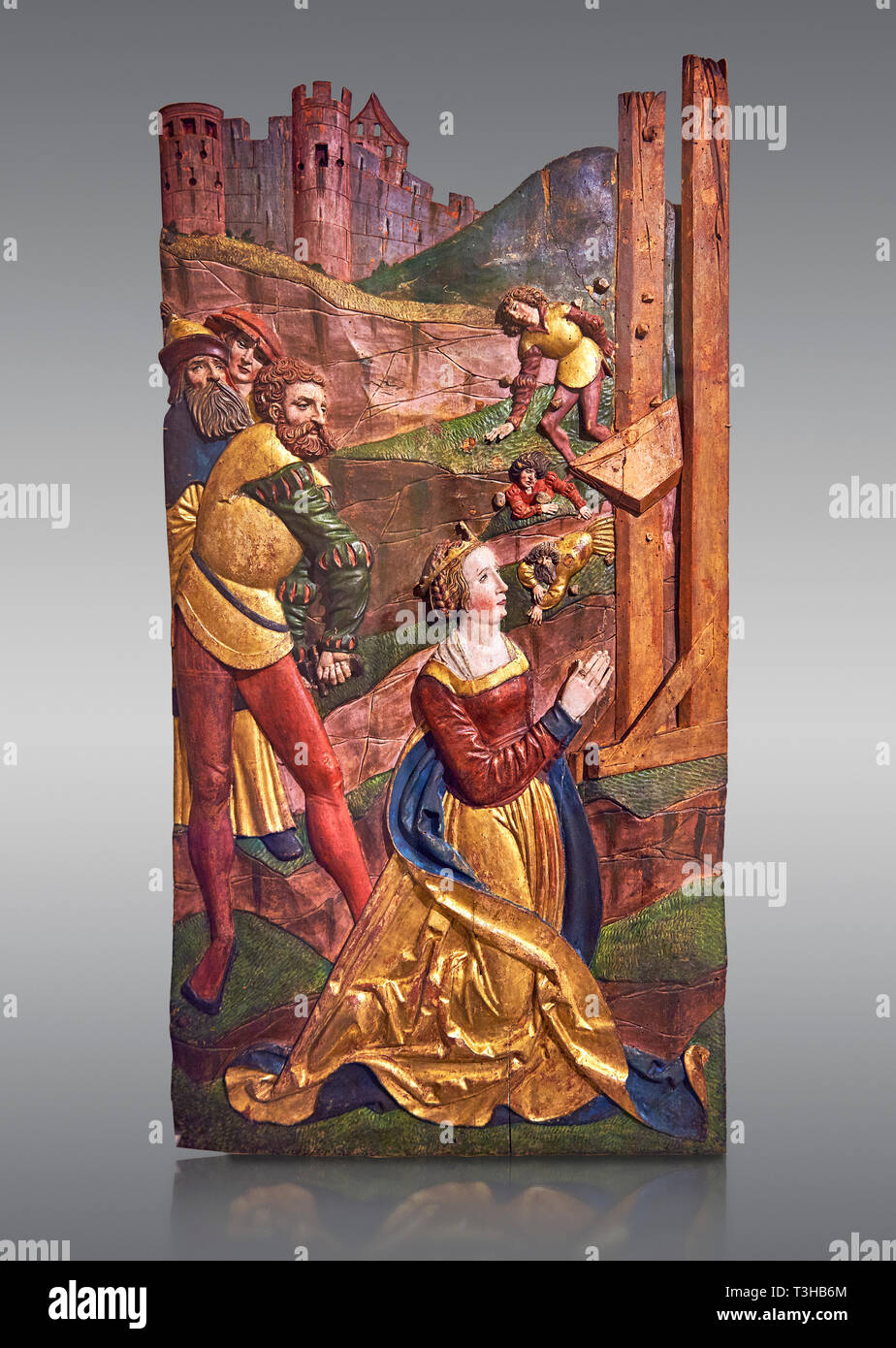 Panneaux peints du martyre de Sainte Catherine peint en 1524 par Hans Gieng de Fribourg. De l'église d'Ependes près de Fribourg, Suisse. Banque D'Images