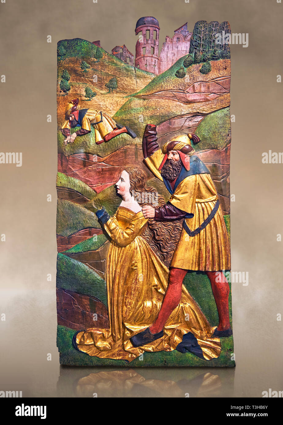 Panneaux peints du martyre de Sainte Catherine peint en 1524 par Hans Gieng de Fribourg. De l'église d'Ependes près de Fribourg, Suisse. Banque D'Images