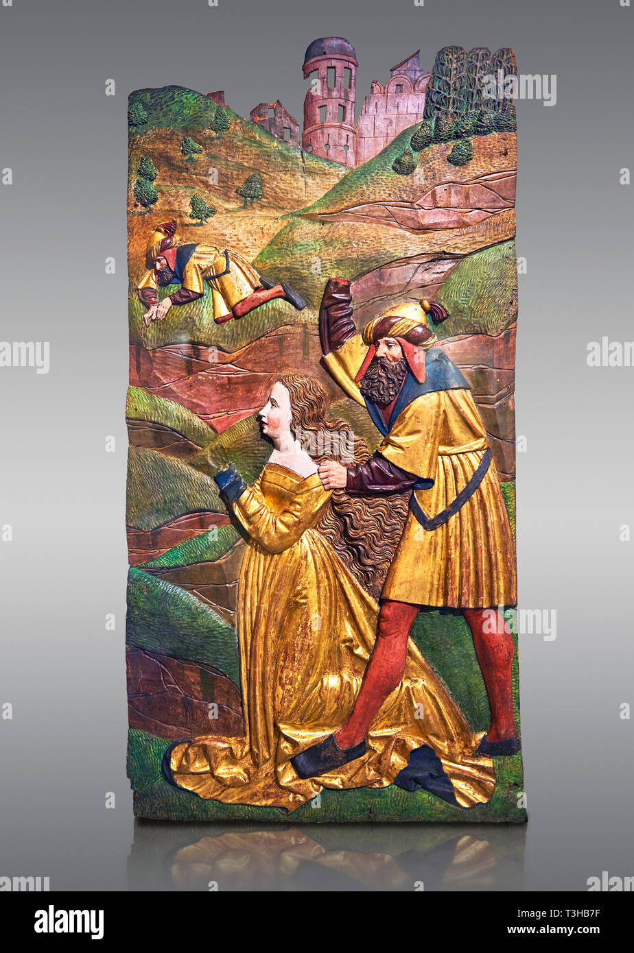 Panneaux peints du martyre de Sainte Catherine peint en 1524 par Hans Gieng de Fribourg. De l'église d'Ependes près de Fribourg, Suisse. Banque D'Images