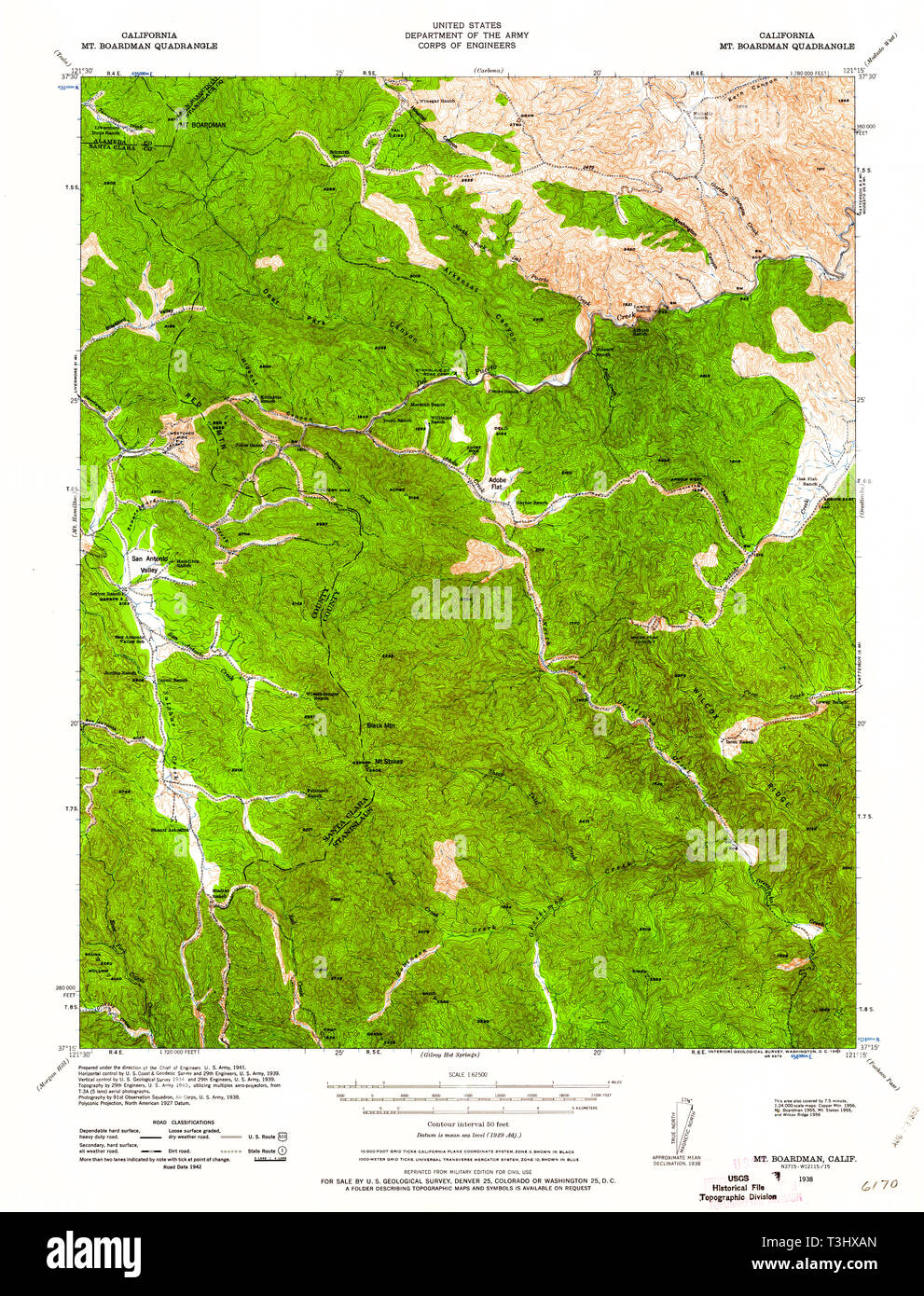 Carte TOPO USGS Californie CA Mt Boardman 2982721938 Restauration 62500 Banque D'Images