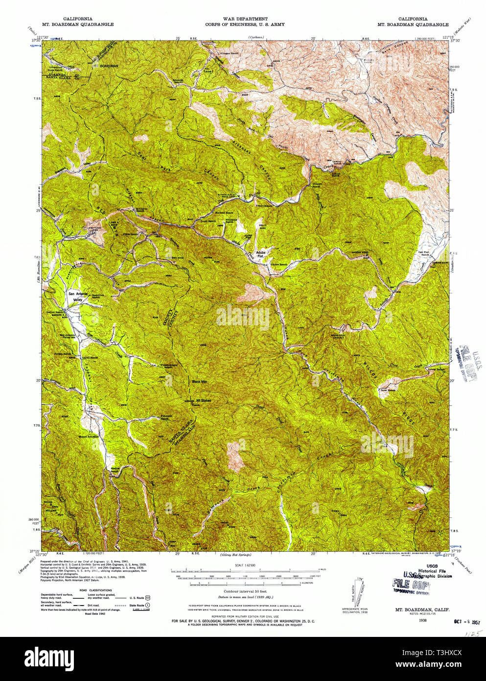 Carte TOPO USGS Californie CA Mt Boardman 2982731938 Restauration 62500 Banque D'Images