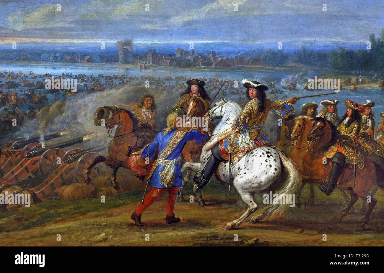 Traverser le Rhin, 1672, Adam Frans van der Meulen, 1632 - 1690, Belge, Belgique, flamand (le roi Louis XIV - Dutch War (1672-1678) Le passage du Rhin par l'armée royale le 12 juin 1672. ) En France, le français. Banque D'Images