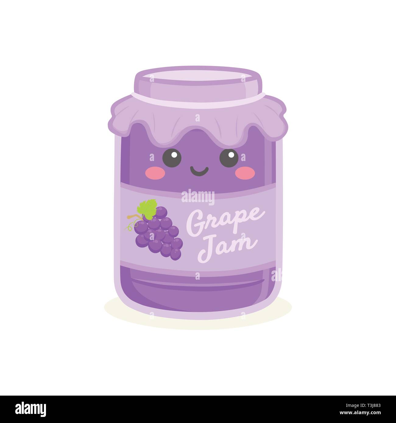 Gelée de raisin mignon Jam Jar Bouteille Vector Illustration Cartoon Smile Illustration de Vecteur