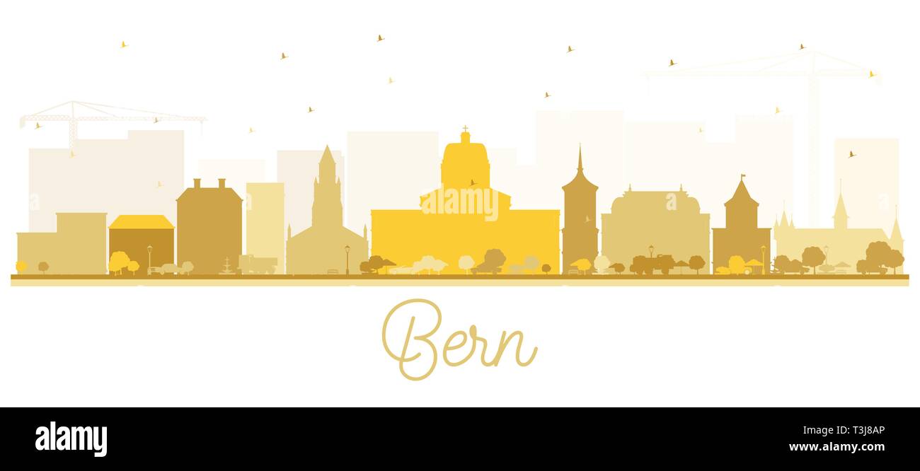 Berne Suisse Ville avec des bâtiments d'or isolé sur blanc. Vector Illustration. Les voyages d'affaires et tourisme Concept. Illustration de Vecteur