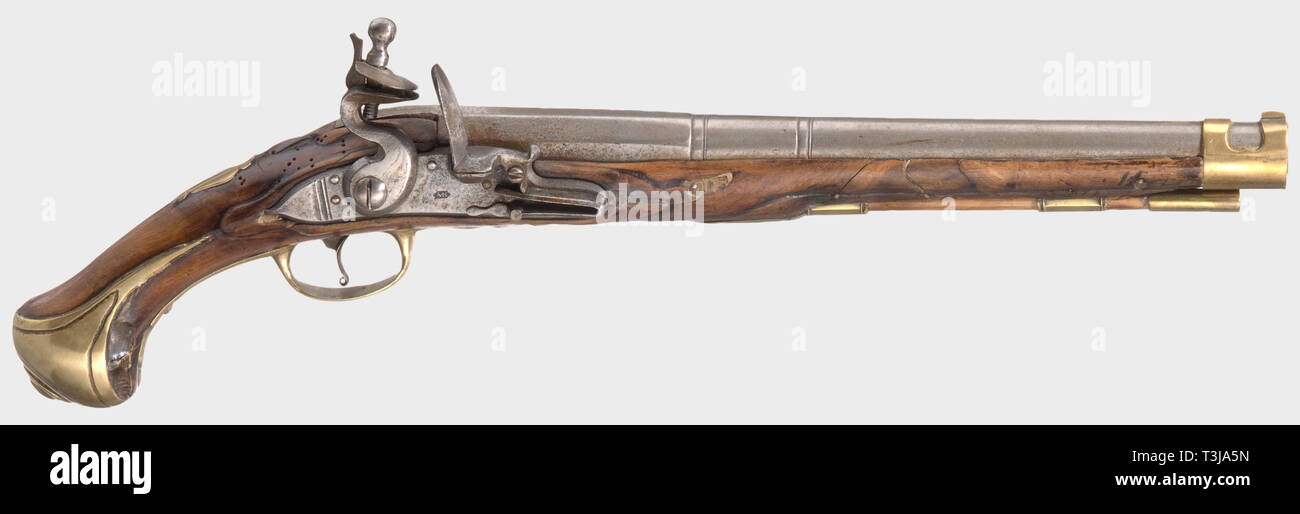 Les petites armes, pistolets, pistolet à silex de cavalerie, calibre 18 mm, marque "AK", vers 1700, Editorial-Use-seulement Banque D'Images