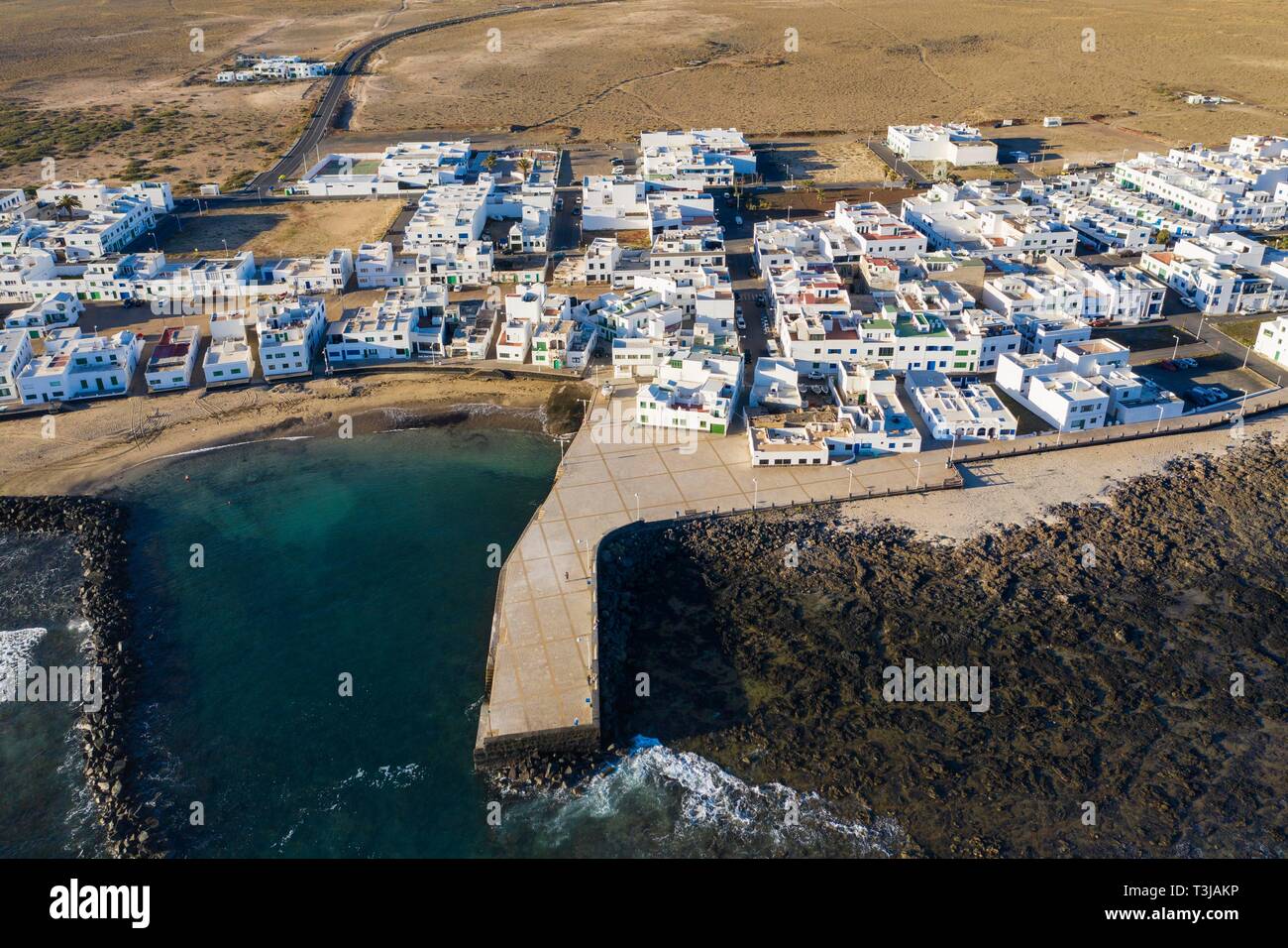Caleta de Famara, drone abattu, Lanzarote, îles Canaries, Espagne Banque D'Images