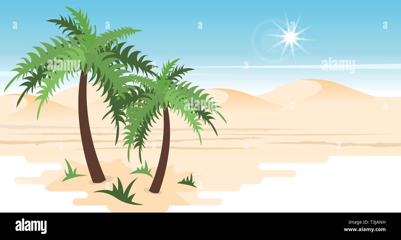 Paysage désertique avec palms Illustration de Vecteur