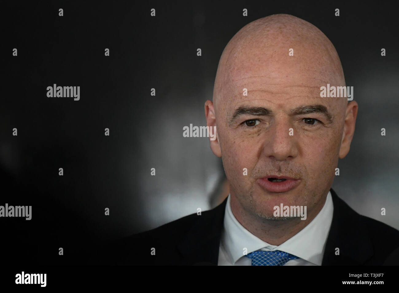 Brasilia, Brésil. 10 avr, 2019. DF - Brasilia - 10/04/2019 - Le Président de la FIFA et CBF visite au président de la République - Gianni Infantino, le président de la FIFA, le 10 avril, après avoir quitté la réunion avec Bolsonaro Jaïr, Président de la République, qui a eu lieu au Palacio do Plateau. Photo : Mateus Bonomi / AGIF : Crédit AGIF/Alamy Live News Banque D'Images