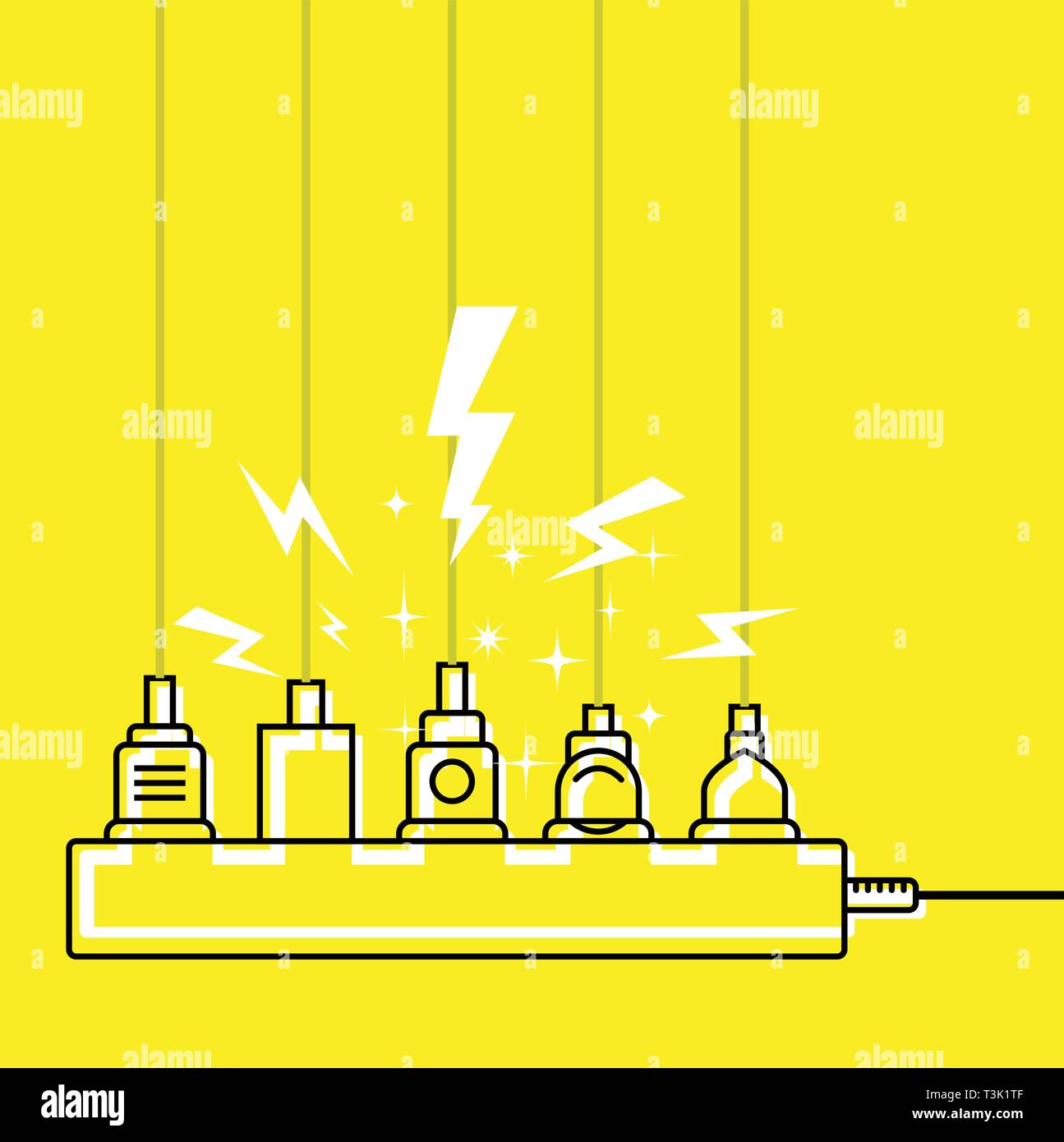 Branchez la prise complète, surcharge du chargeur - court-circuit Illustration de Vecteur