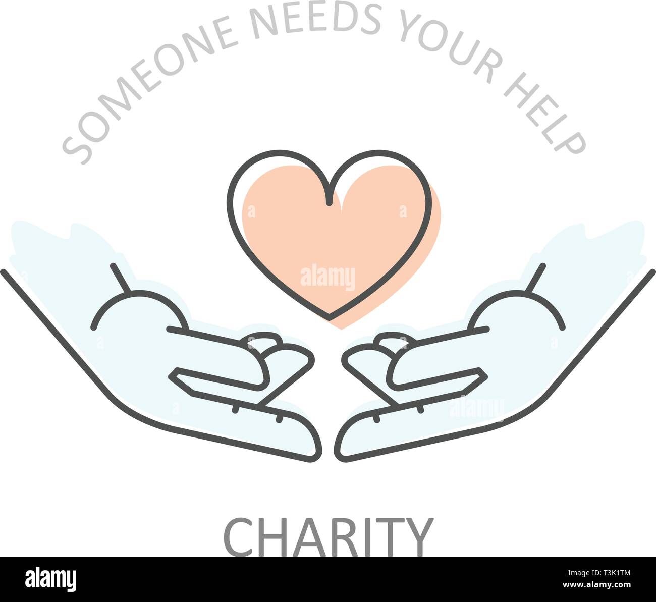 Mains tenant le coeur - la charité ou la philanthropie, de l'affiche concept aide don Illustration de Vecteur