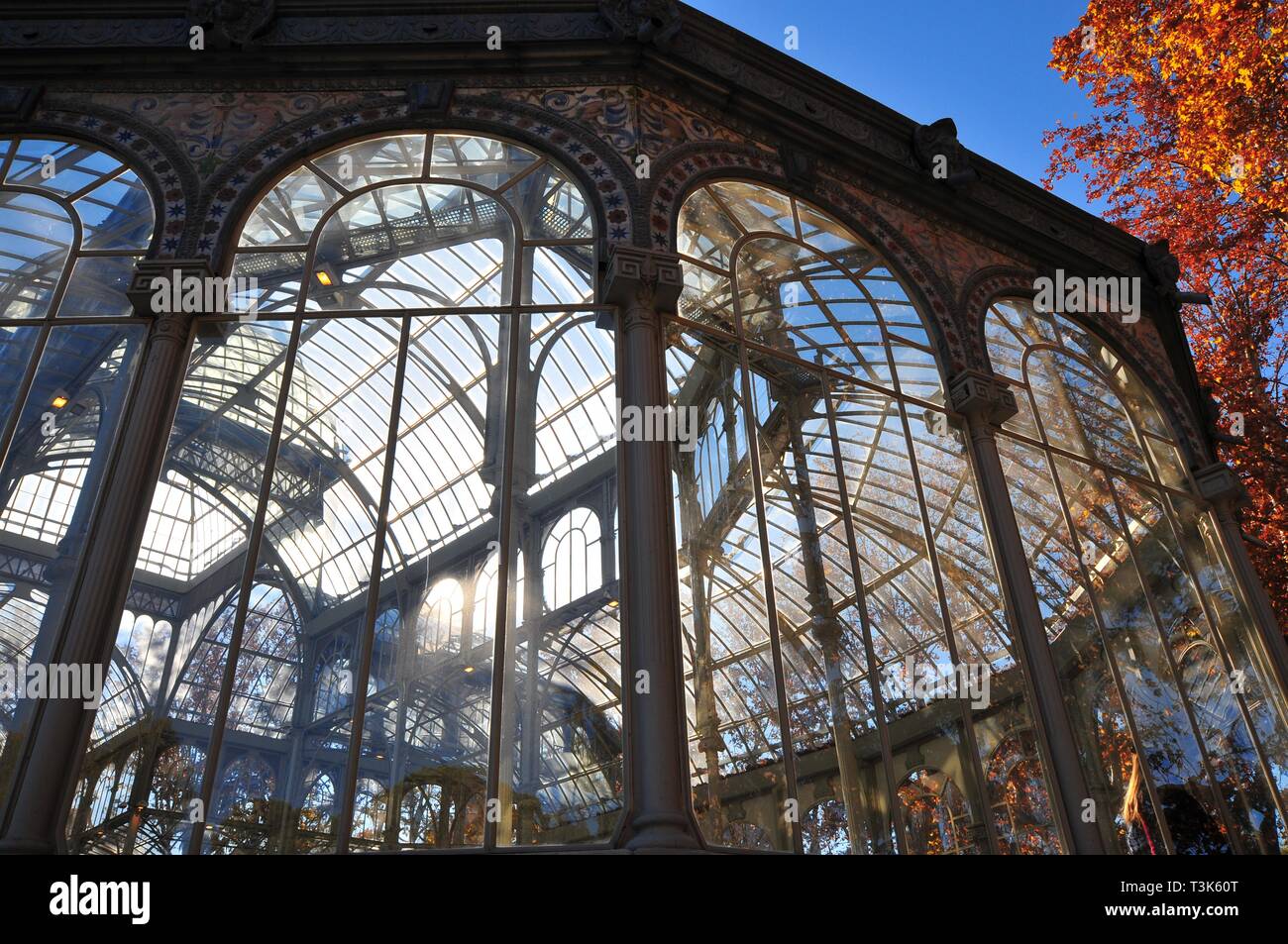 Palacio de Cristal, le Palais de Cristal, le parc du Retiro, Madrid, Espagne Banque D'Images