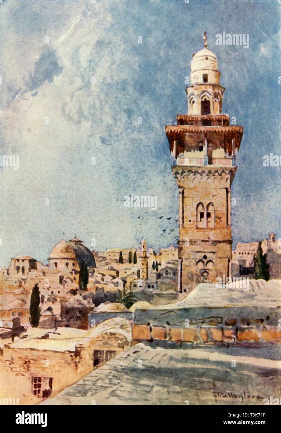 "Un minaret dans la région du nord-ouest de l'intersection de la zone du Temple', 1902. Créateur : John Fulleylove. Banque D'Images