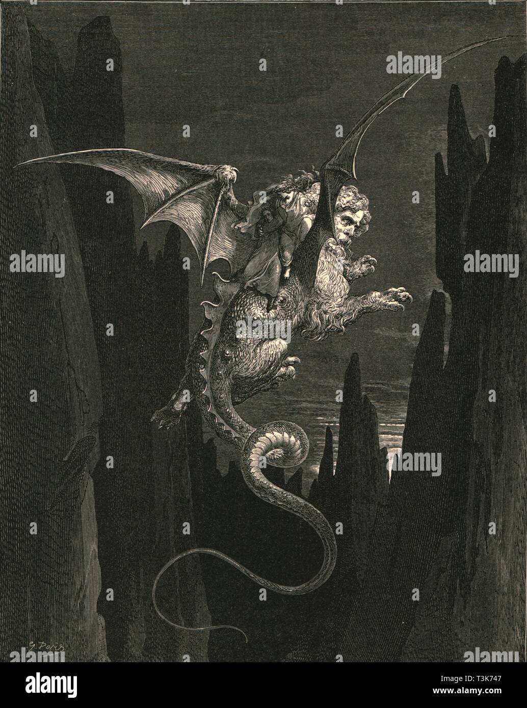 'Nouvelle terreur je conçu lors de la chute abrupte', c1890. Organisateur : Gustave Doré. Banque D'Images