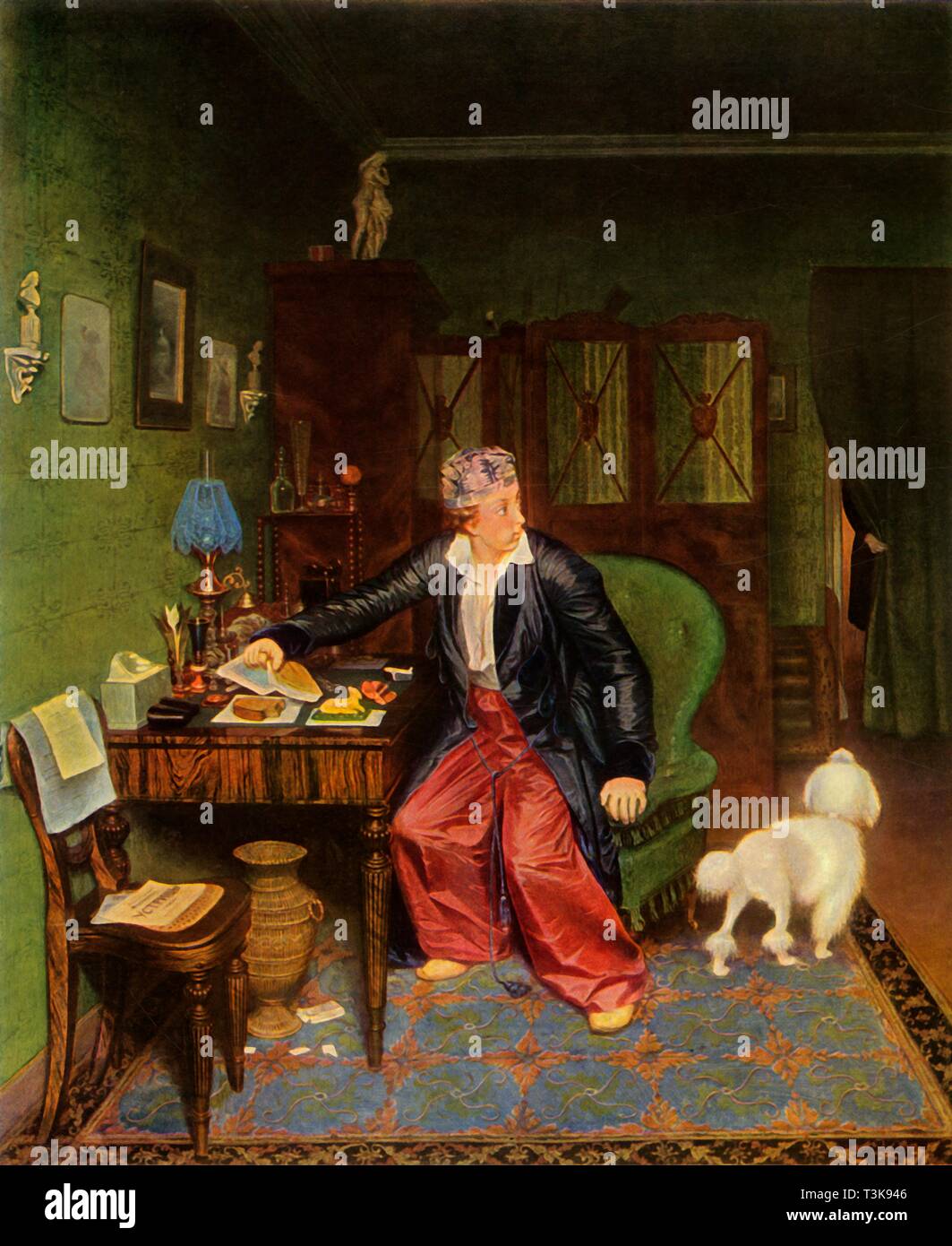 'Une aristocrate prend le petit-déjeuner', ou 'Silk sur son estomac et rien à l'intérieur', 1849-1850, (1965). Organisateur : Pavel Fedotov Andreïevitch. Banque D'Images