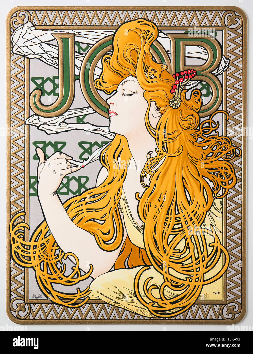 Affiche publicitaire pour le papier de soie "Job", 1897. Créateur : Alfons Mucha, Marie (1860-1939). Banque D'Images