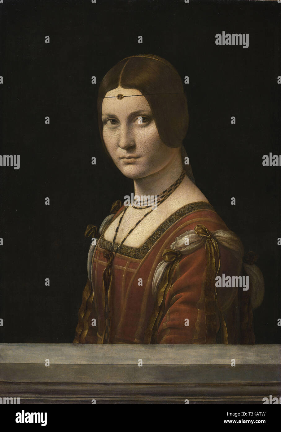 Portrait d'une Femme inconnue, appelée La Belle Ferronnière, 1490-1496. Organisateur : Leonardo da Vinci, (école) . Banque D'Images