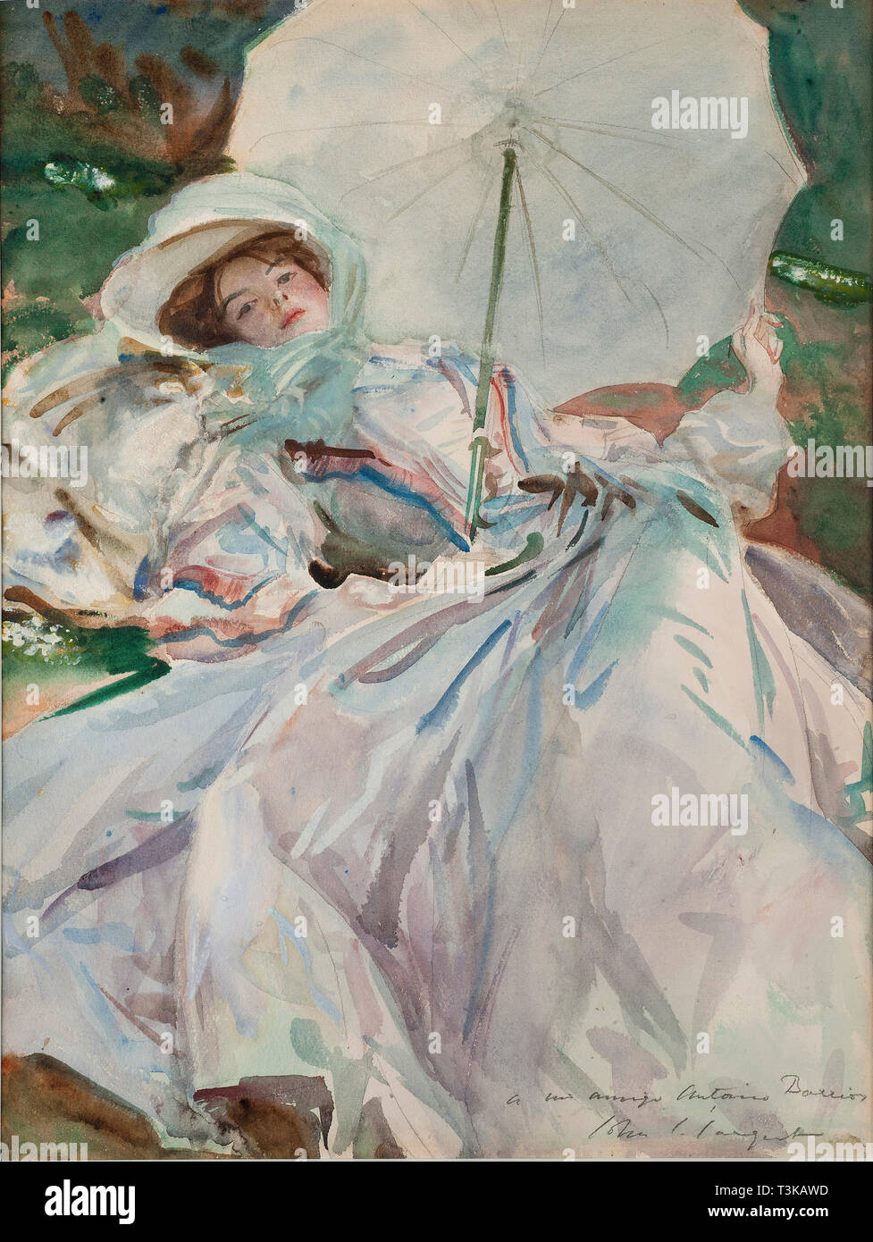 La dame avec le parapluie, 1911. Créateur : John Singer SARGENT (1856-1925). Banque D'Images