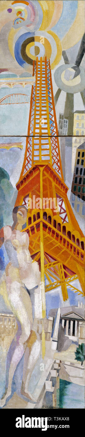 La Ville de Paris, la femme et la Tour Eiffel, 1925. Organisateur : Delaunay, Robert (1885-1941). Banque D'Images