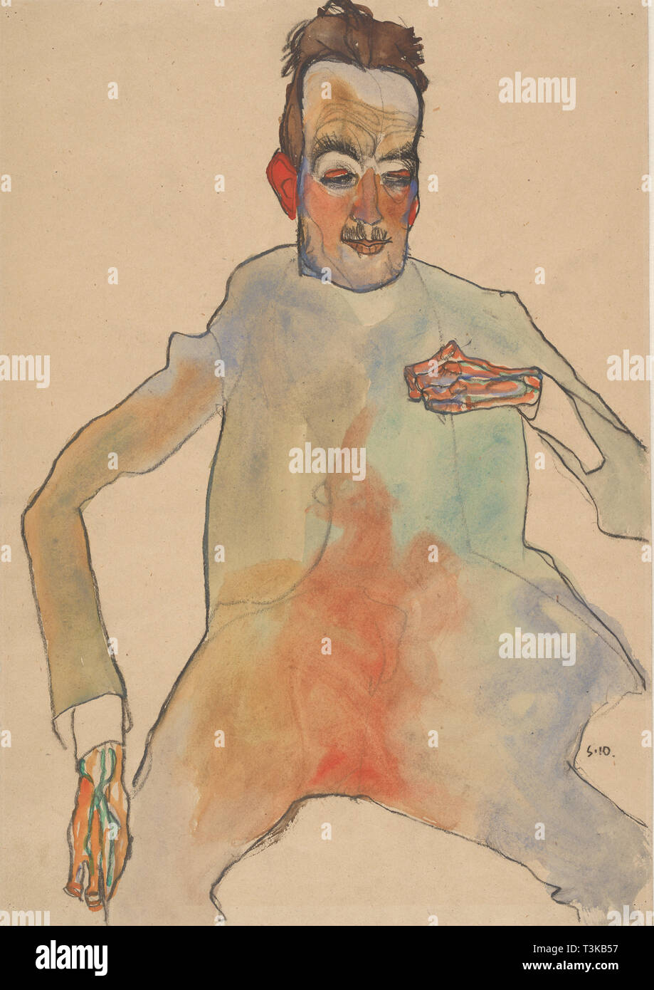 Violoncelliste, 1910. Organisateur : Schiele, Egon (1890-1918). Banque D'Images