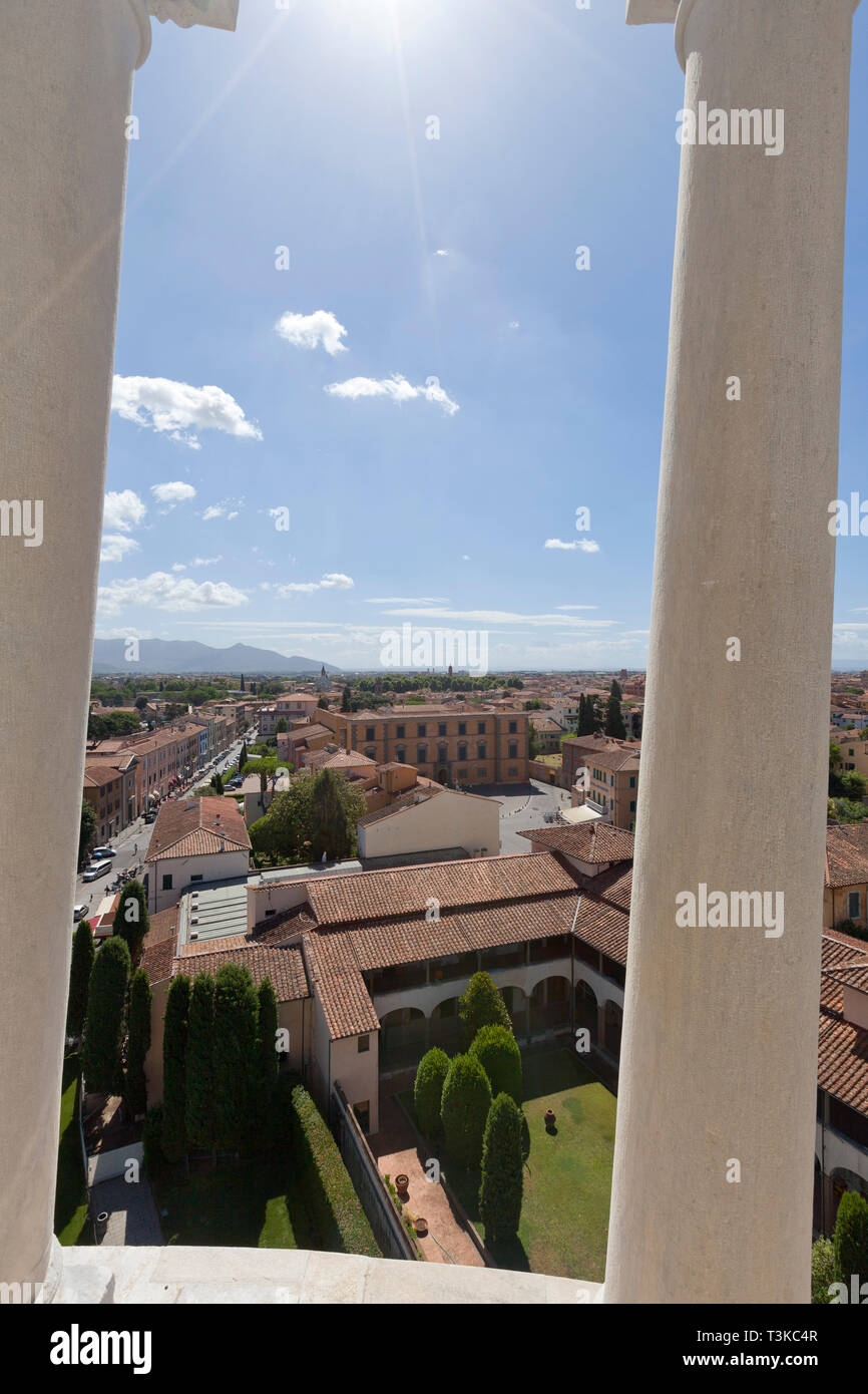 Avis de Pise à partir du haut de la Tour Penchée Banque D'Images