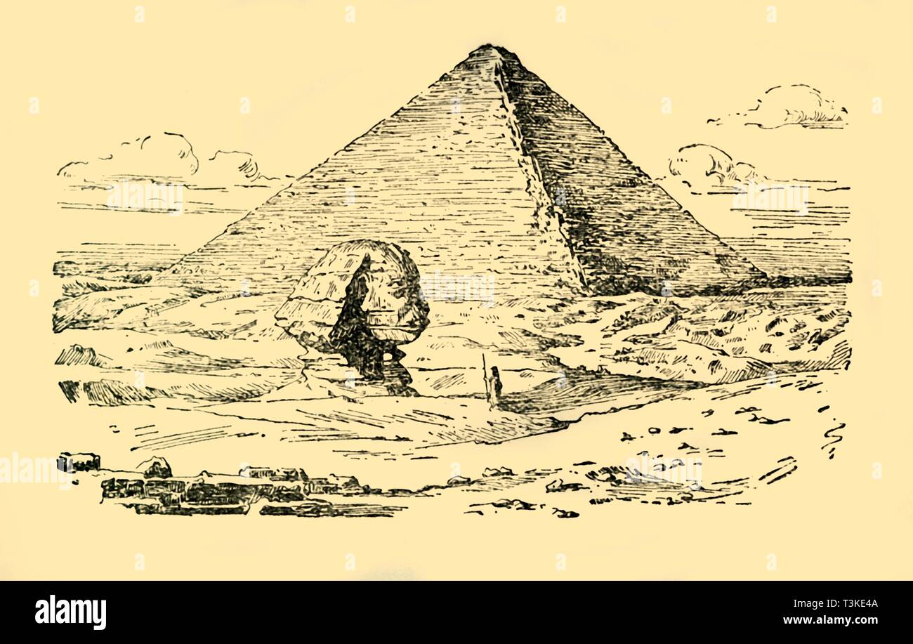 'La Pyramide tombe du roi Chéops et le grand sphinx de Gizeh, Egypte', c1930. Créateur : Inconnu. Banque D'Images