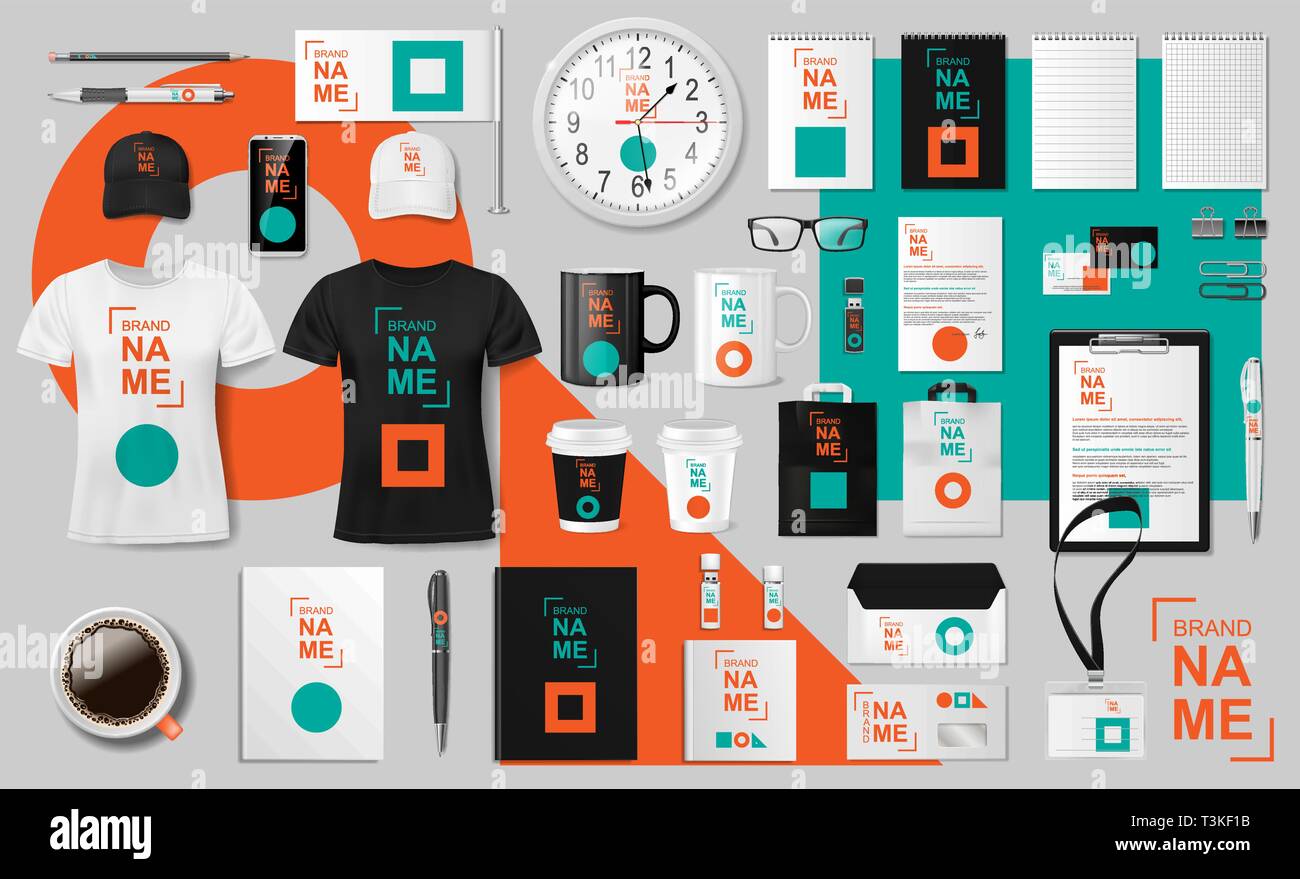 L'identité de marque de l'entreprise modèle de conception. La maquette moderne Papeterie coloré. Style d'affaires de la papeterie et la documentation de votre marque. Vector Illustration de Vecteur
