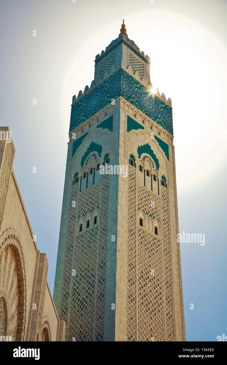 Vue de la mosquée Hassan II à Casablanca, Maroc Banque D'Images