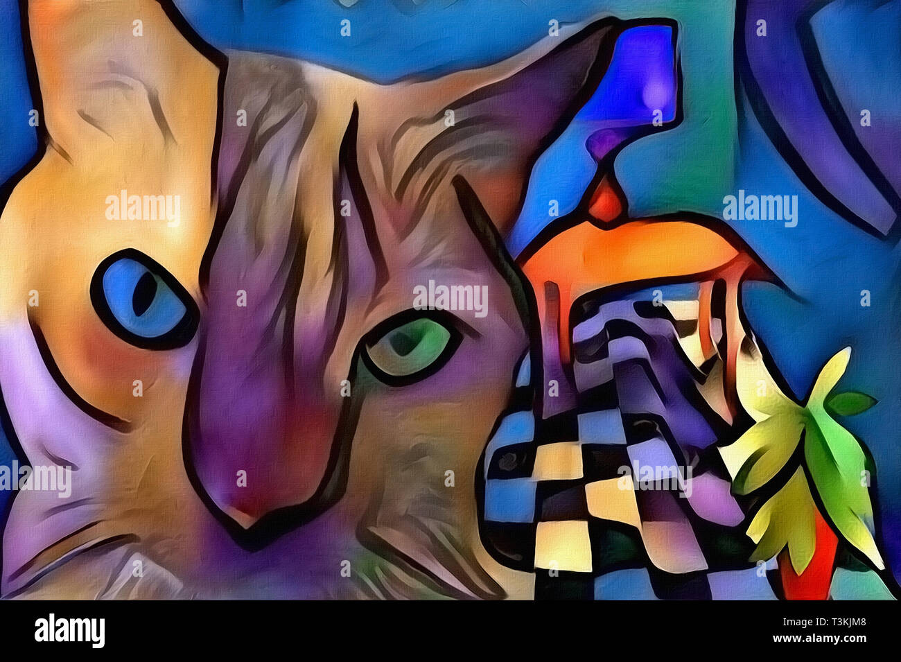 L Art Contemporain Dans Le Salon De Chat Colore Photo Stock Alamy