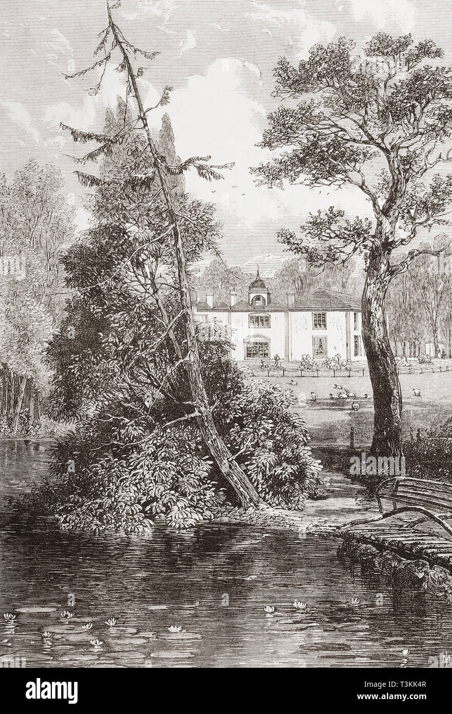 Heathfield Hall aka Heathfield House, Handsworth, Angleterre. La résidence de James Watt. James Watt, 1736 - 1819. L'inventeur écossais, ingénieur mécanicien, et chimiste. À partir de l'Illustrated London News, publié en 1865. Banque D'Images