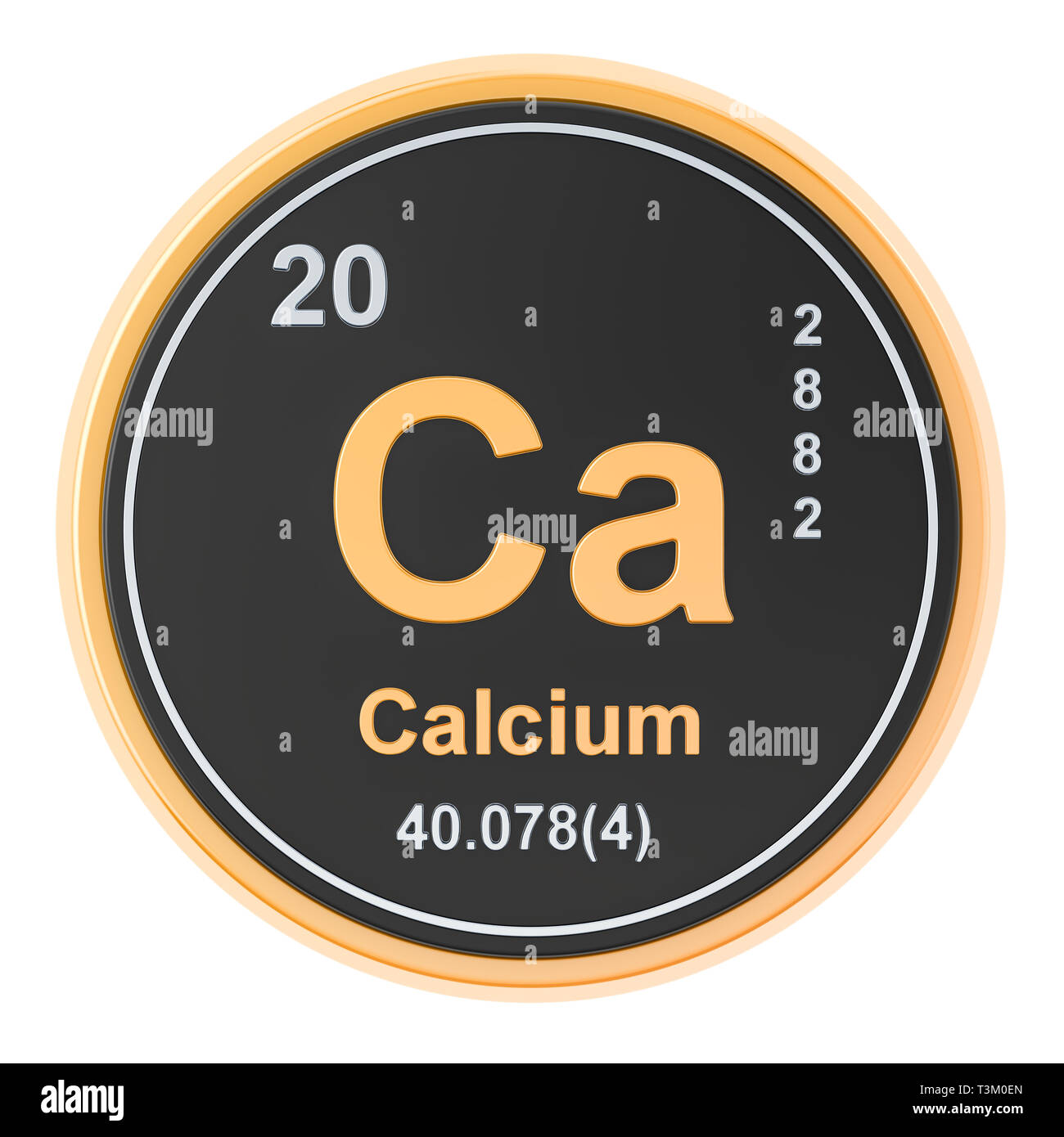 Ca Calcium élément chimique. Le rendu 3D isolé sur fond blanc Banque D'Images