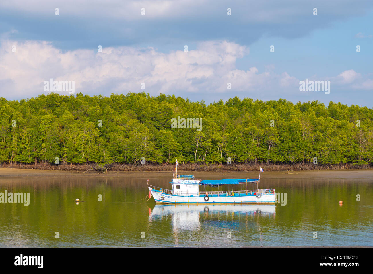 Voile, Maenam river, la ville de Krabi, Thaïlande Banque D'Images