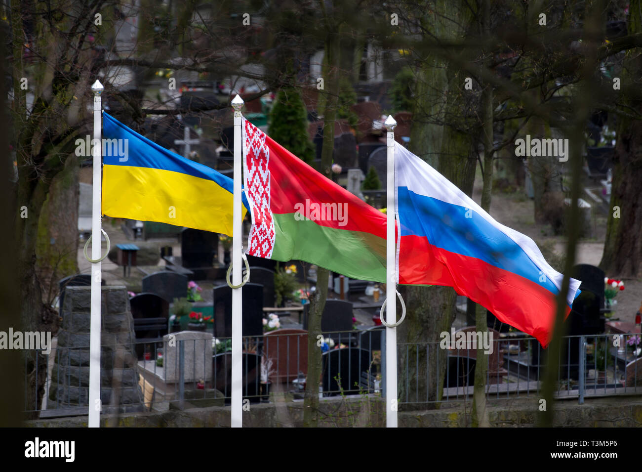 Cimetière de guerre soviétique à Gdansk, Pologne. 27 mars 2019, où quelque 4000 soldats soviétiques sont enterrés après des combats avec l'Allemagne nazie en 1945 © Wojc Banque D'Images