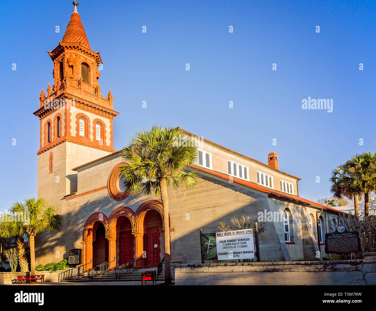 Grace United Methodist Church est représenté, le 21 mars 2016, à Saint Augustine, en Floride. L'église a été construit par le magnat du pétrole Henry Flagler. Banque D'Images