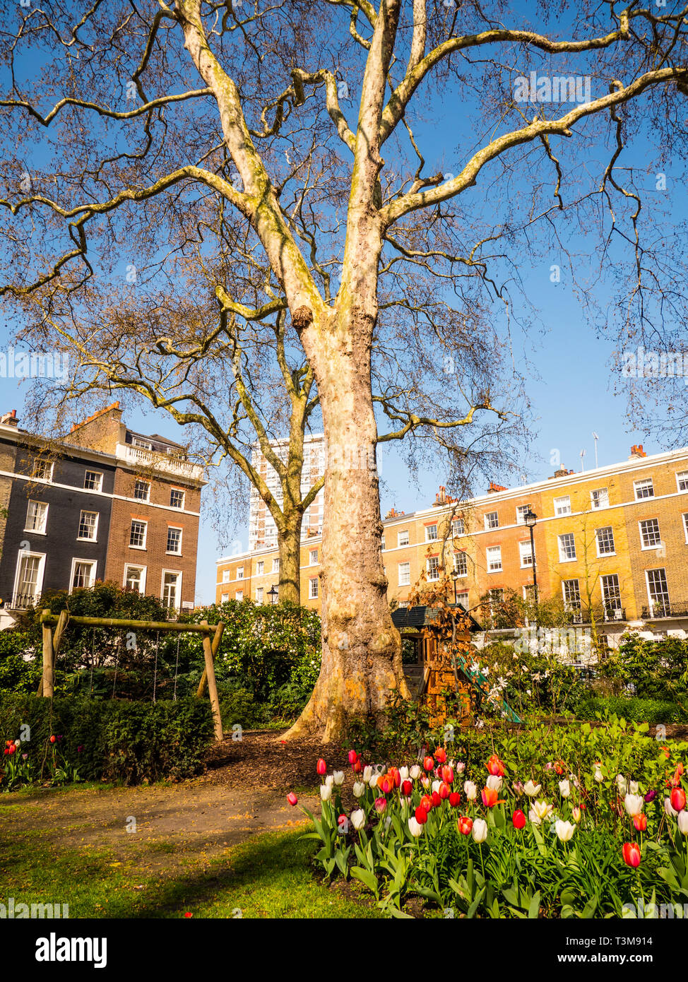 La Place Connaught, jardin privé, Westminster, London, England, UK, FR. Banque D'Images