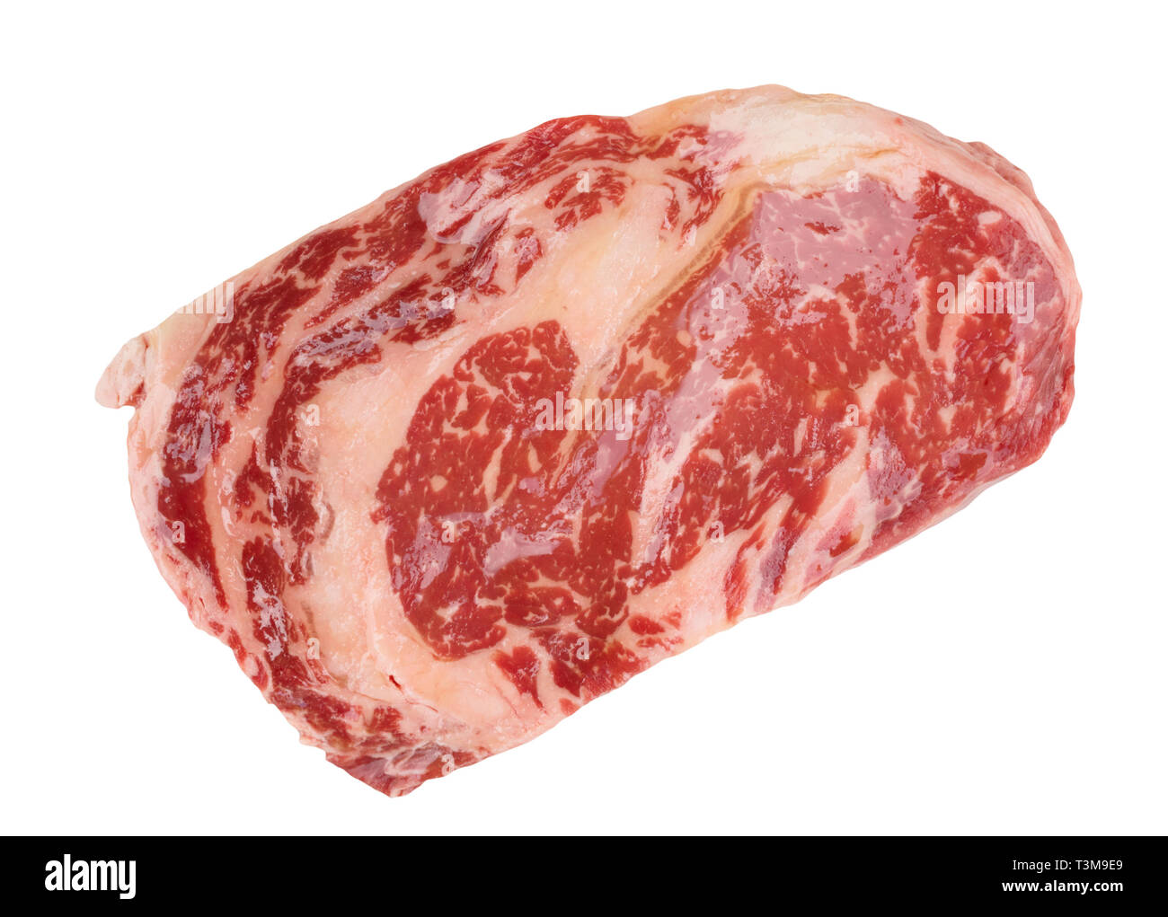 Qualité Premium Kobe Beef Ribeye Steak isolé sur fond blanc Banque D'Images