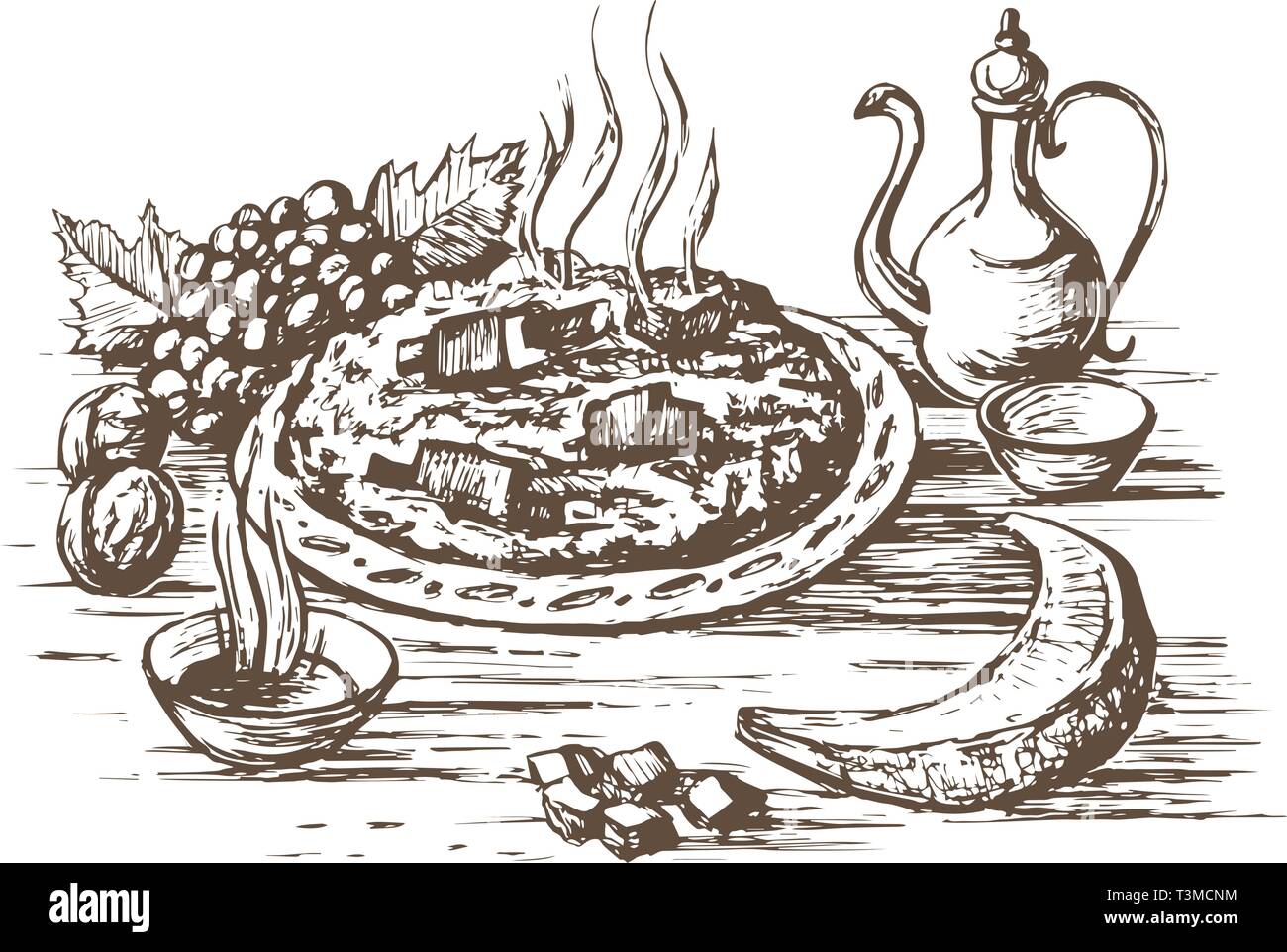 Cuisine orientale pilaf Illustration de Vecteur